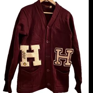 Vintage 60s 70s VARSITY SWEATER-CHENILLE Double Letter H Wilson sports
